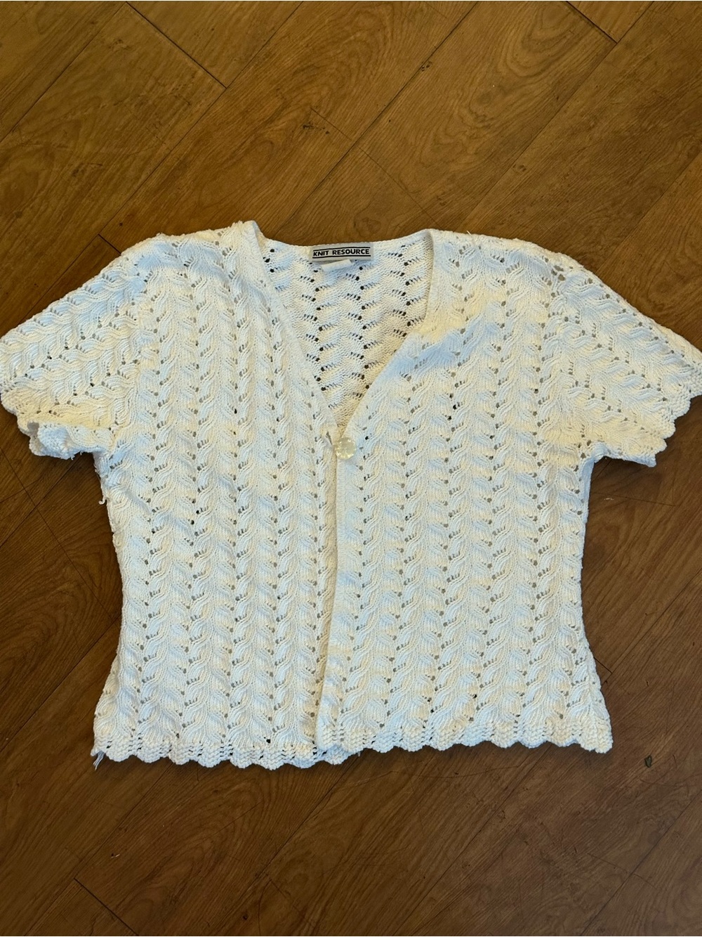 White  Openwork Knit  Cropped Cardigan